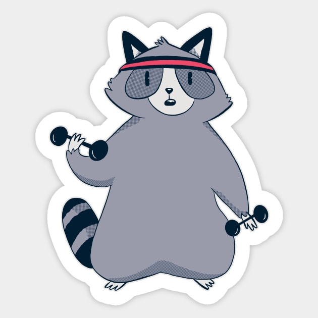 raccoon workout funny gym and fitness design Sticker by Midoart